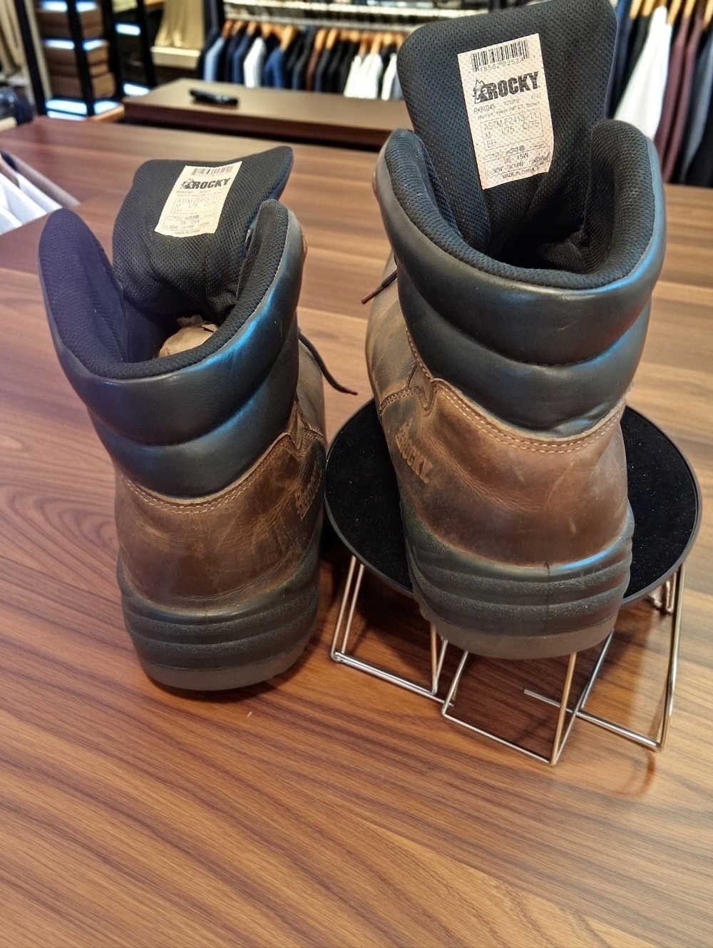 Rocky Mobilelite Brown Leather Waterproof Work Boot with Black Collar SIZE 15W